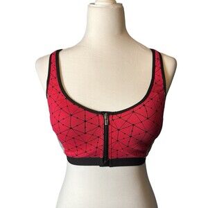 Victoria Sport Knockout Red Front-Zip Sports Bra 32DD GUC!
